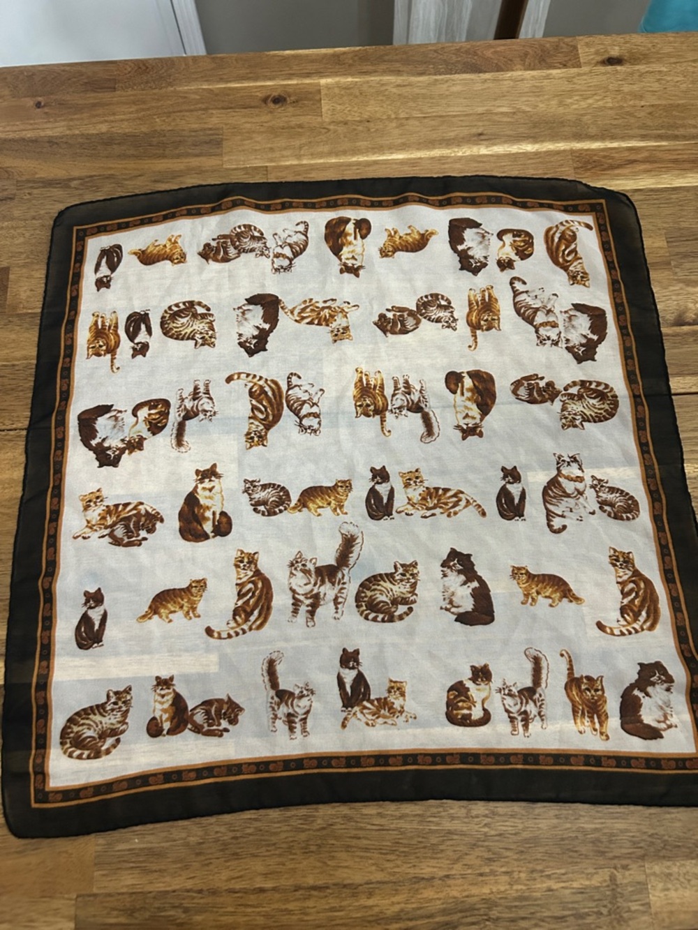 Vintage Cat Print Scarf